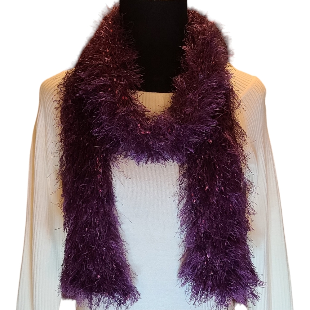 Purple Furry Scarf with Pink Accents